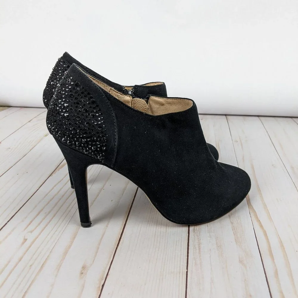 ALDO Black Ankle Bootie Black Rhinestone 7.5